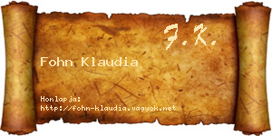 Fohn Klaudia névjegykártya